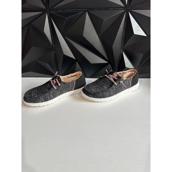 Hey Dude Womens Wendy Funk Jersey Black Pink Slip On Shoes Size 7 - Picture 10 of 13